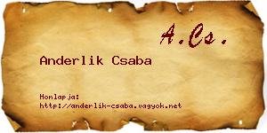 Anderlik Csaba névjegykártya